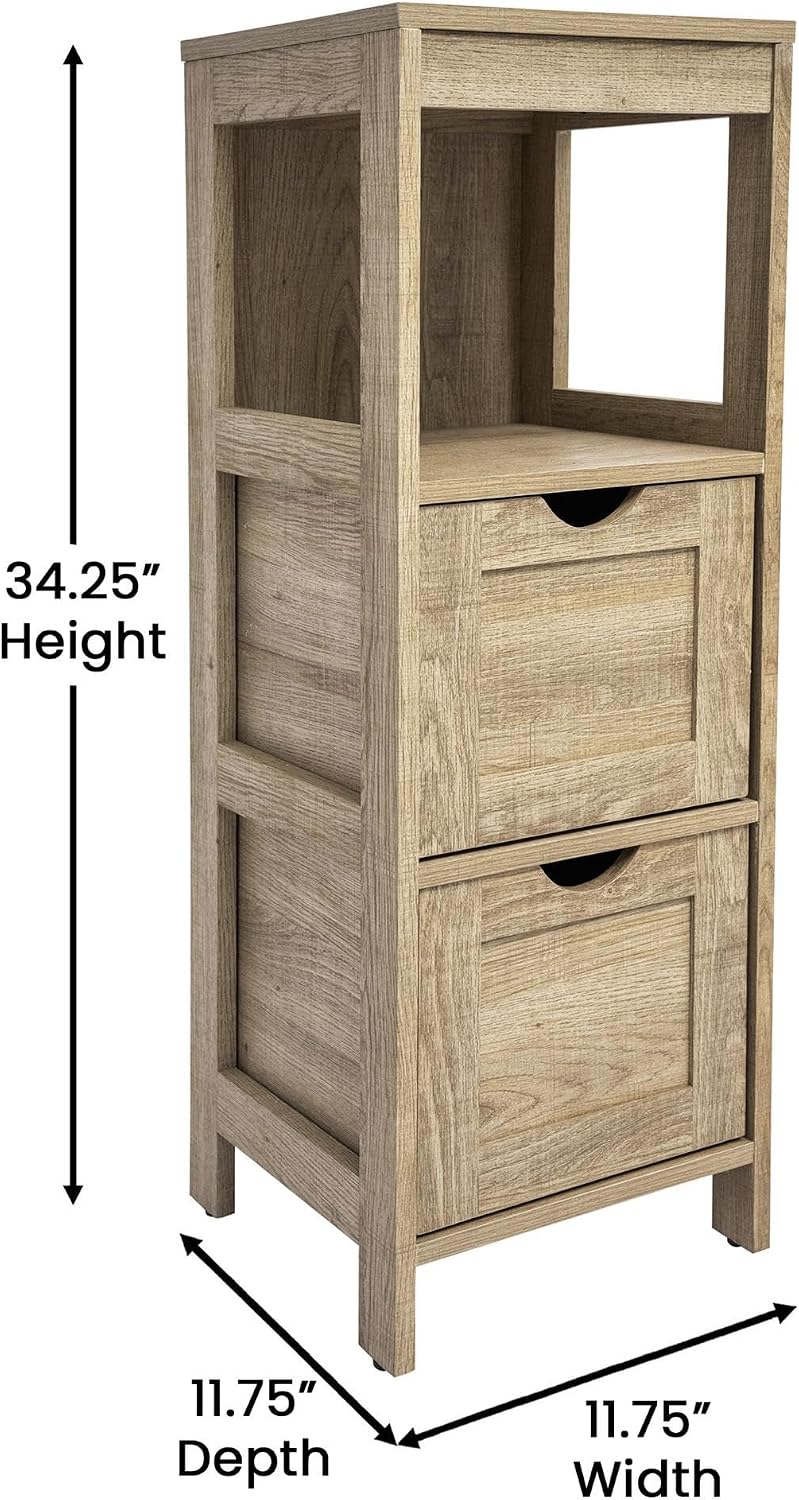 Flash Furniture Bathroom Organizer with Two Removable Drawers, Brown