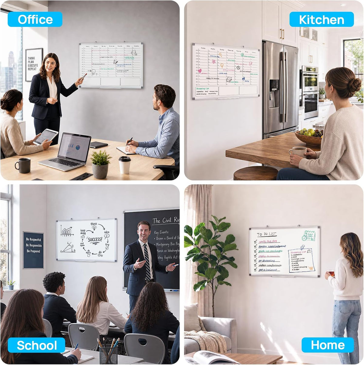 ONAVIA Weekly Calendar Whiteboard, Dry Erase Board for Wall 36 x 24