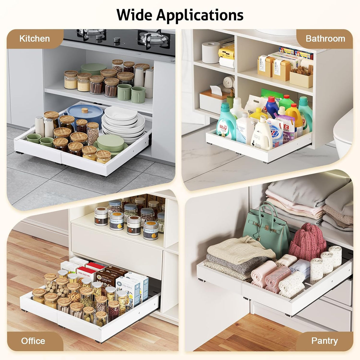 Pull Out Cabinet Organizer, Expandable Width (11.4"-18.9") Depth (1...