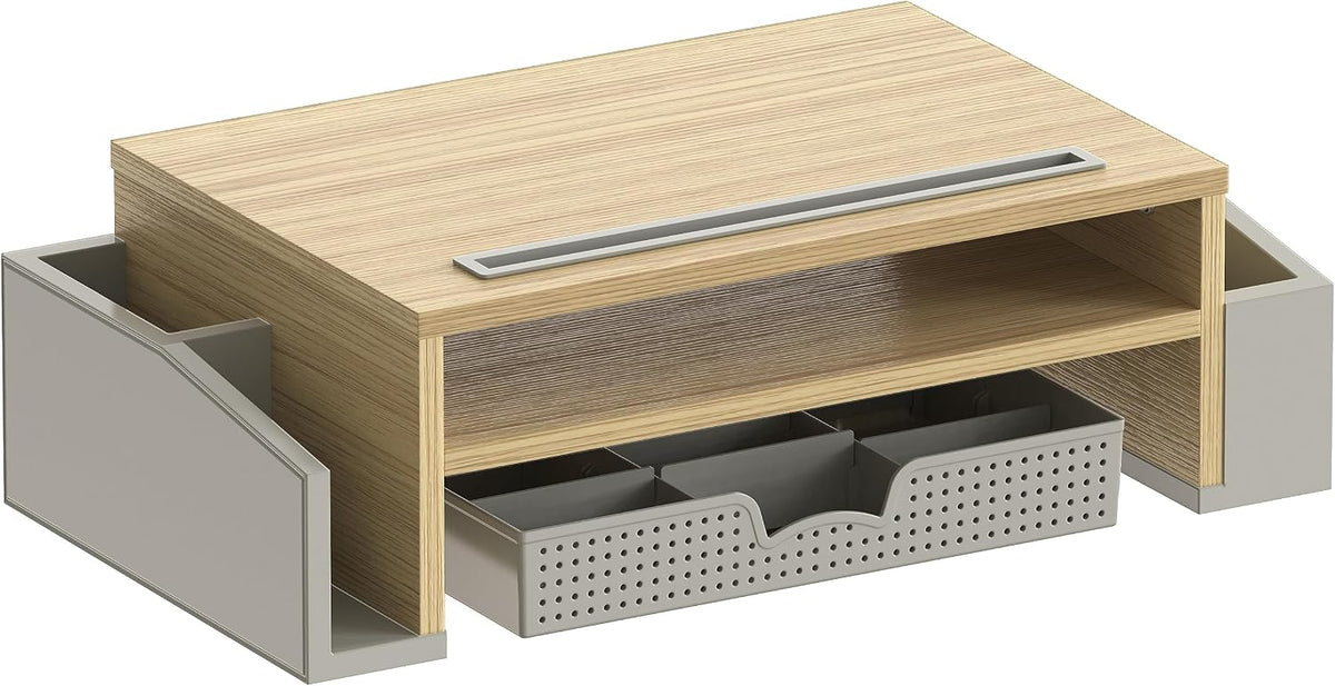 Simple Houseware Desk Monitor Stand Riser w/ Adjustable Tray, Oak