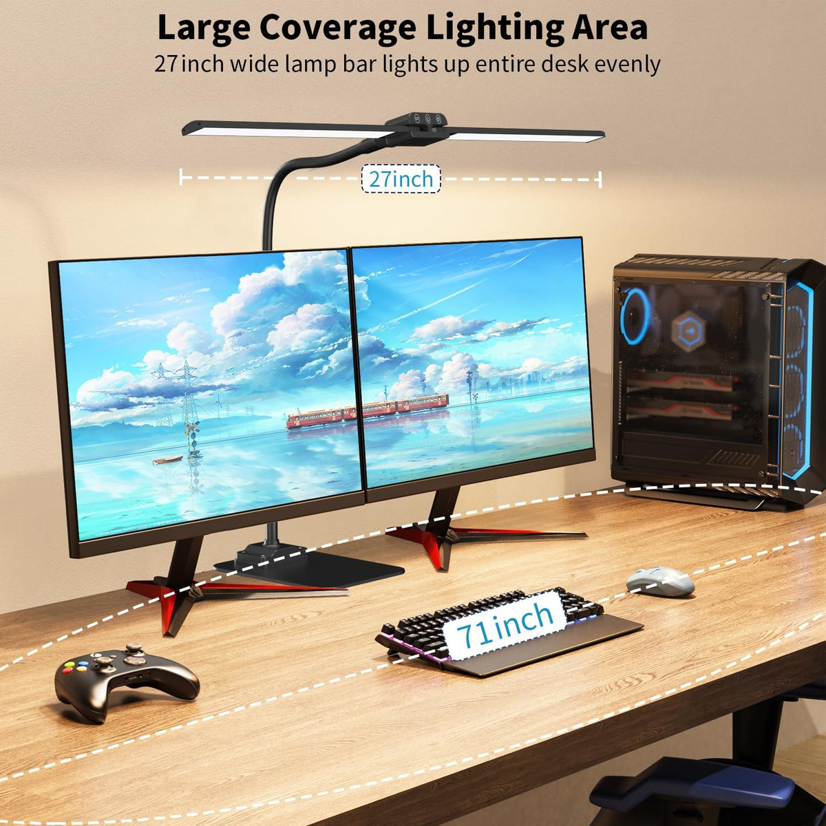 LED Desk Lamp Double Light: 1200LM Desk Light Base for Home Office, Black