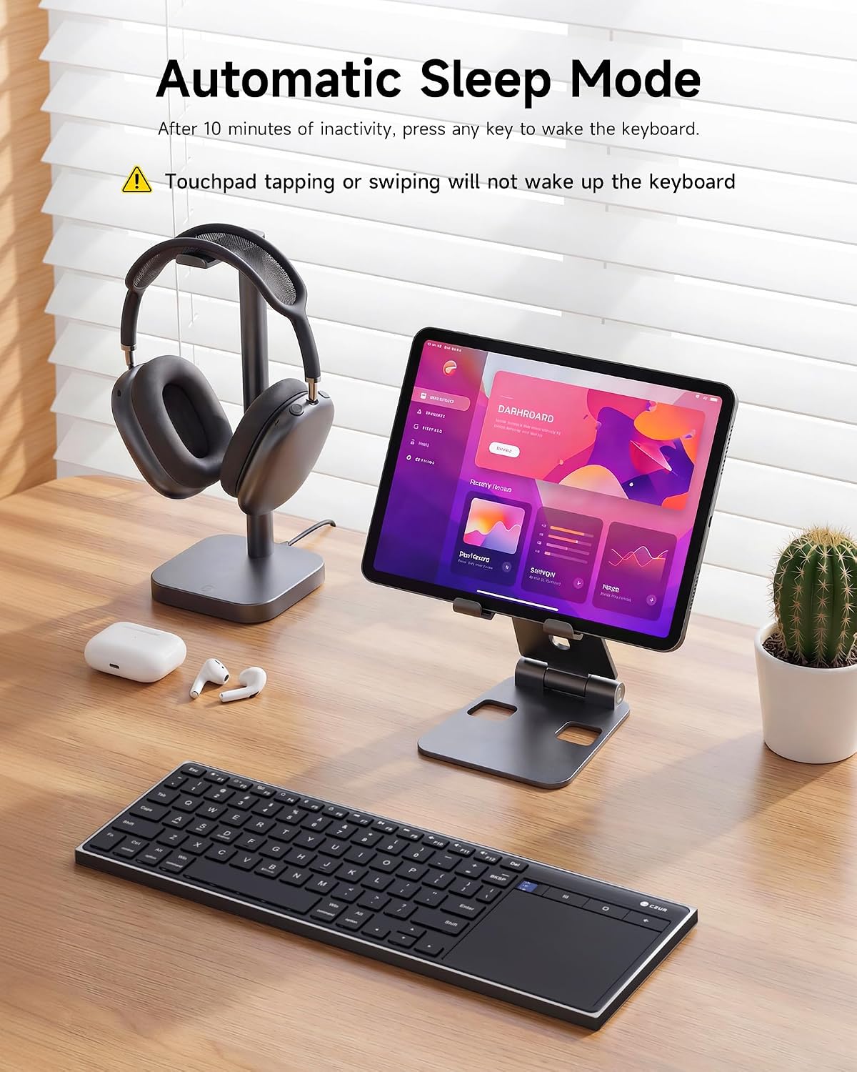 CZUR K5S Bluetooth Keyboard with Touchpad, Wireless & Wired Keyboard