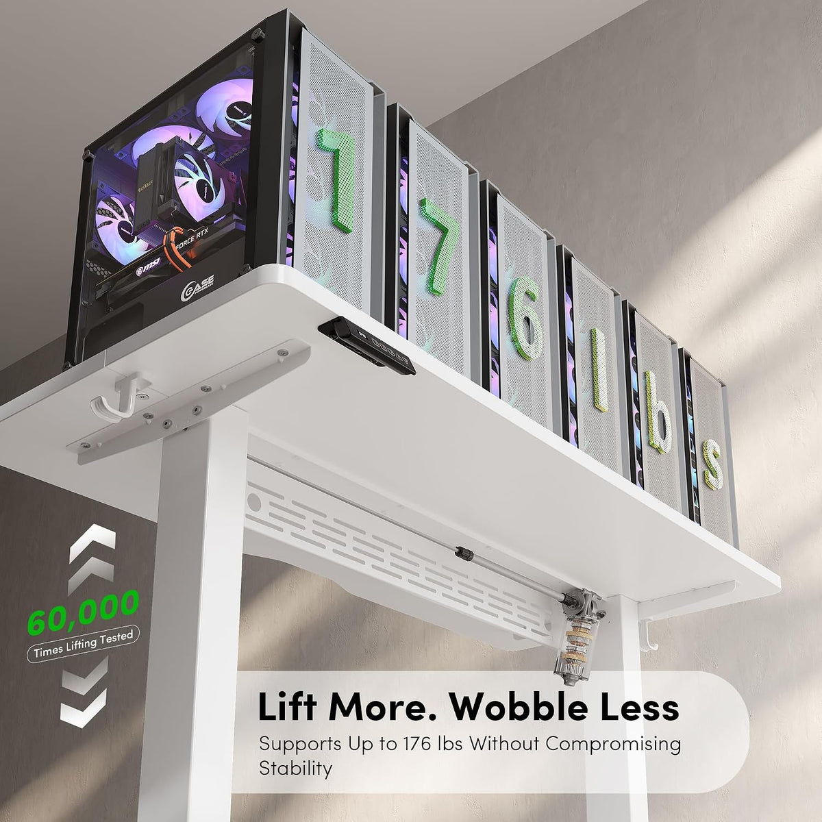 FEZIBO Electric Standing Desk with L-Shaped Crossbar & Cable Management S...
