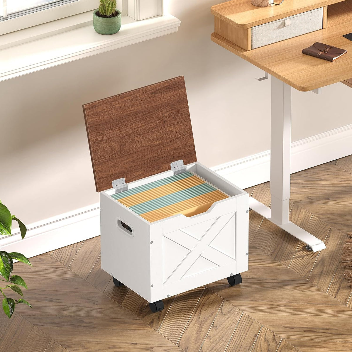 MAHANCRIS Rolling Filing Cabinet, Small File Cabinet Under Desk with Single D...