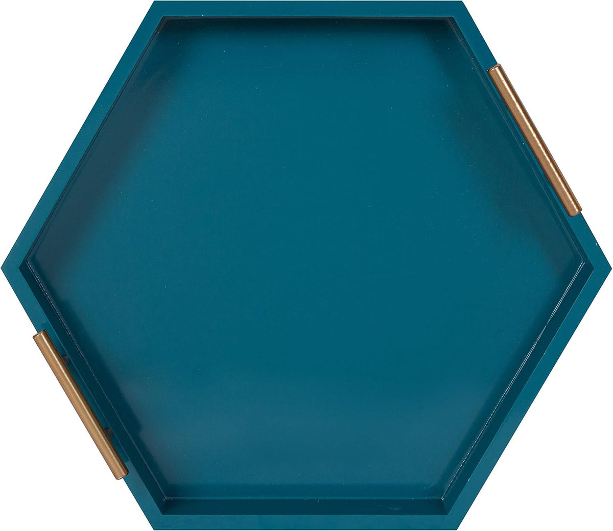 Kate and Laurel Lipton Modern Hexagon Tray, 18 x 18, Teal, Midcentury Decorat...