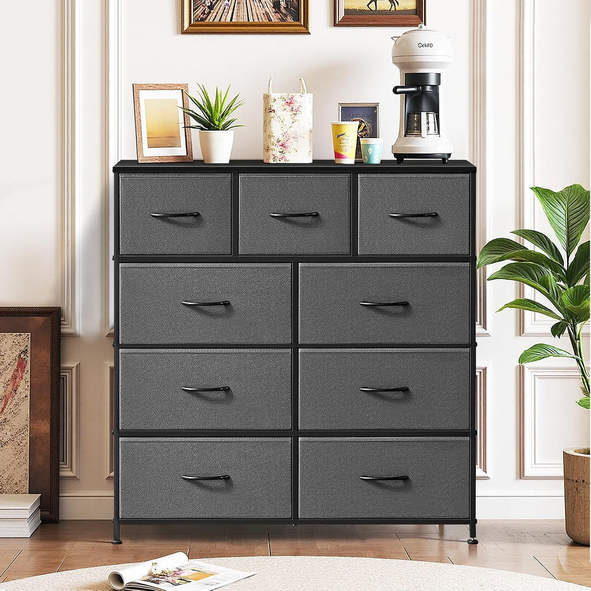 9-Drawer Dresser for Bedroom, Anti-Tip Tall Storage Organizer