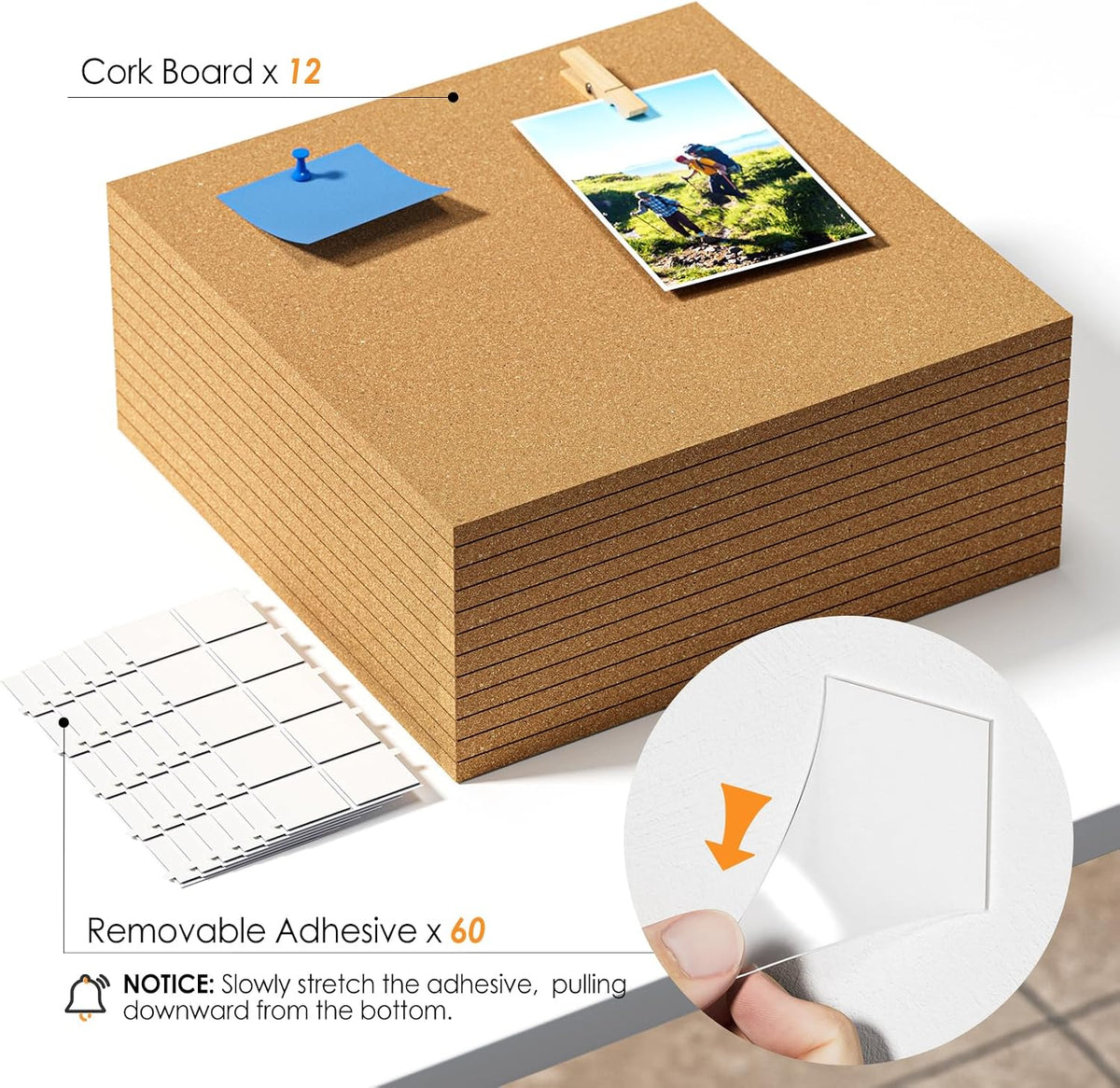 MaxGear 48" x 36" Large Cork Board for Wall, 12 Pack 12" x 12&...