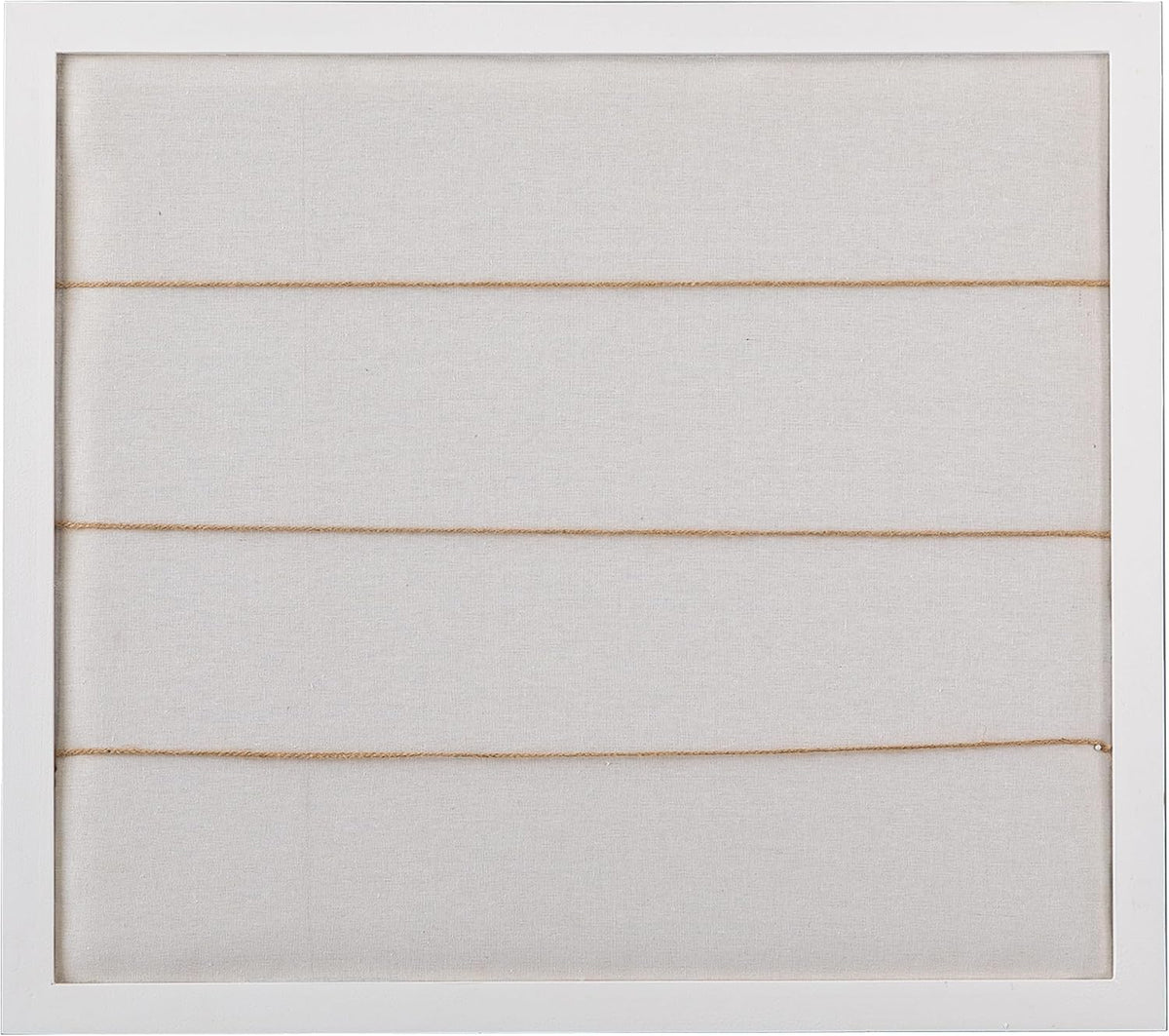 SOFE Large White Linen Bulletin Board, 28 x 32 Wood Framed Memo Board