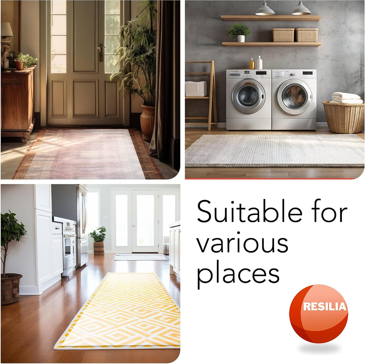RESILIA Industrial Deep Pile Carpet Runner - Crosshatch Pattern Non Slip Carp...