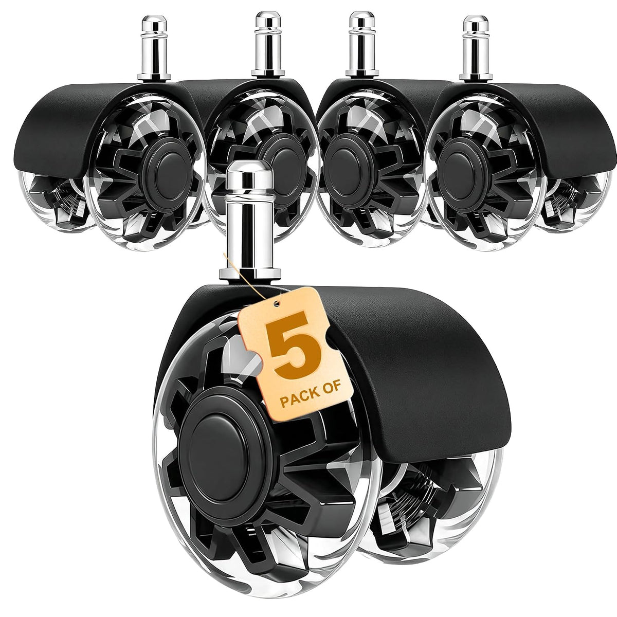 2" Caster Wheels Set of 5, Heavy Duty Office Chair Wheels
