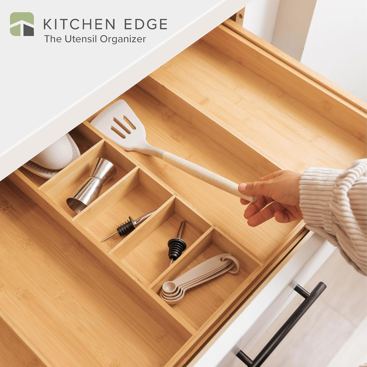 KitchenEdge Utensil & Junk Drawer Organizer, 19-33 in, Bamboo