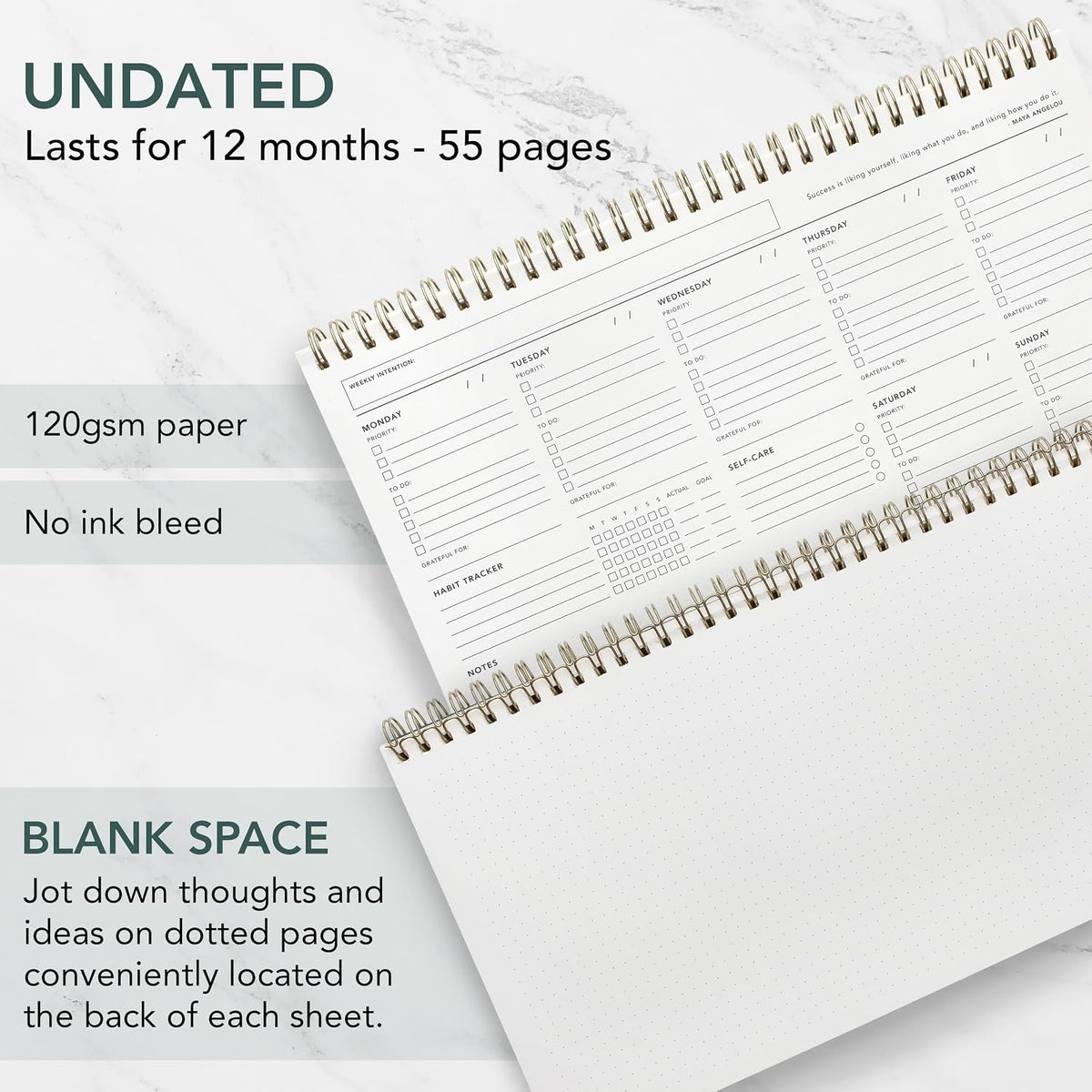 Zen & Flow - Undated Weekly Planner, Dashboard Desk Pad, To Do List Notep...
