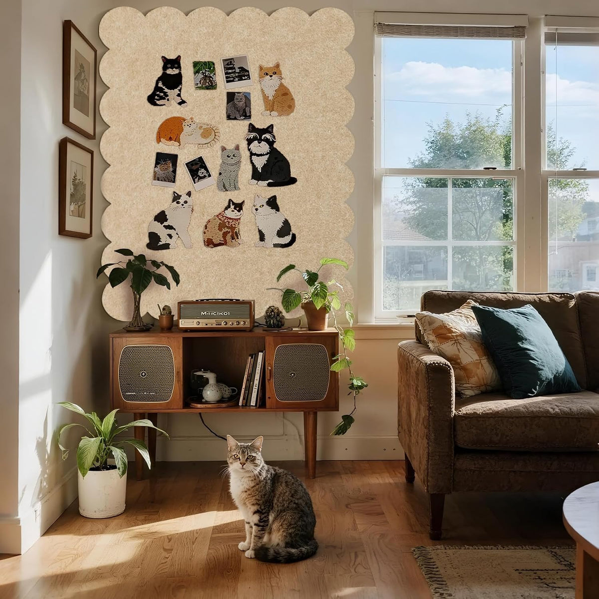 Scalloped Bulletin Board 48x36 inches, Decorative Felt Pin Board for Wall