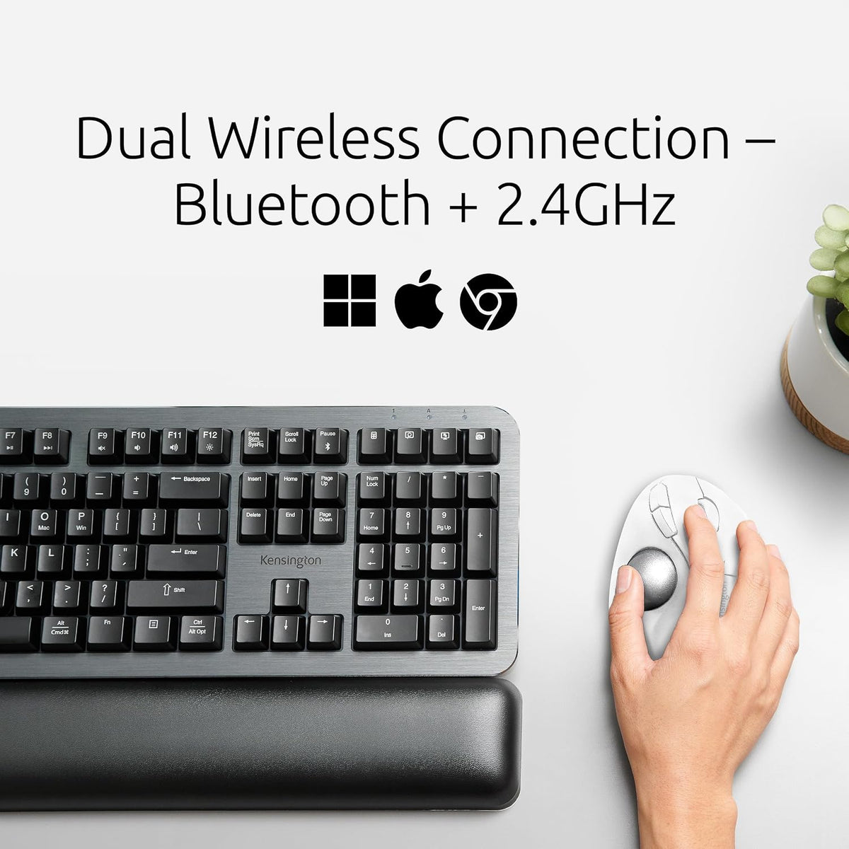 Kensington TB450 Wireless Trackball Mouse, Bluetooth LE & 2.4GHz Connecti...