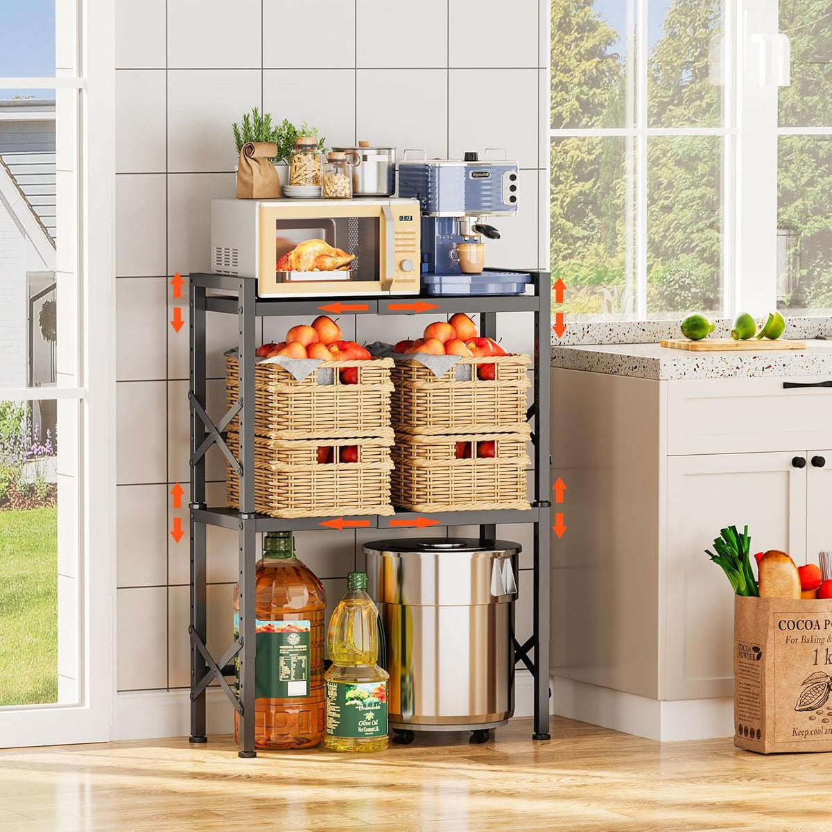 Expandable Pantry Shelves, 17-28 Inch Adjustable Kitchen Storage Shelf Organi...