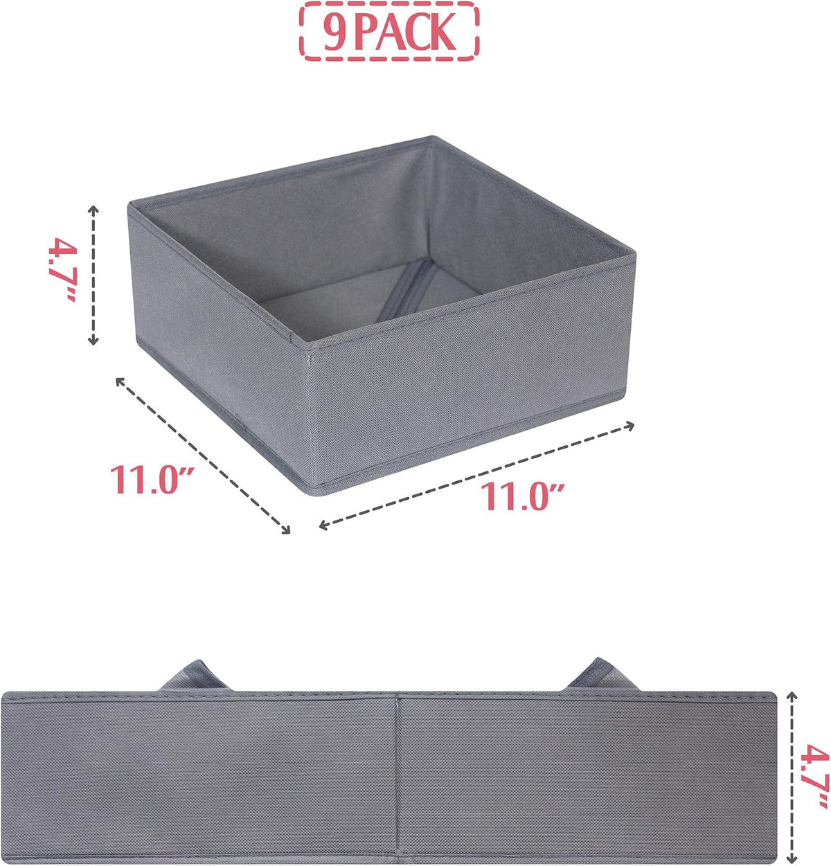 DIOMMELL 9 Pack Foldable Cloth Storage Box Closet Dresser Drawer Organizer Fa...