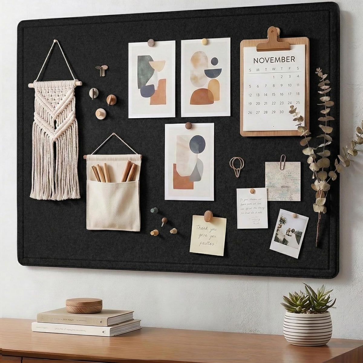 AKTOP Foldable Felt Bulletin Board for Wall, 24x36 inches, Black