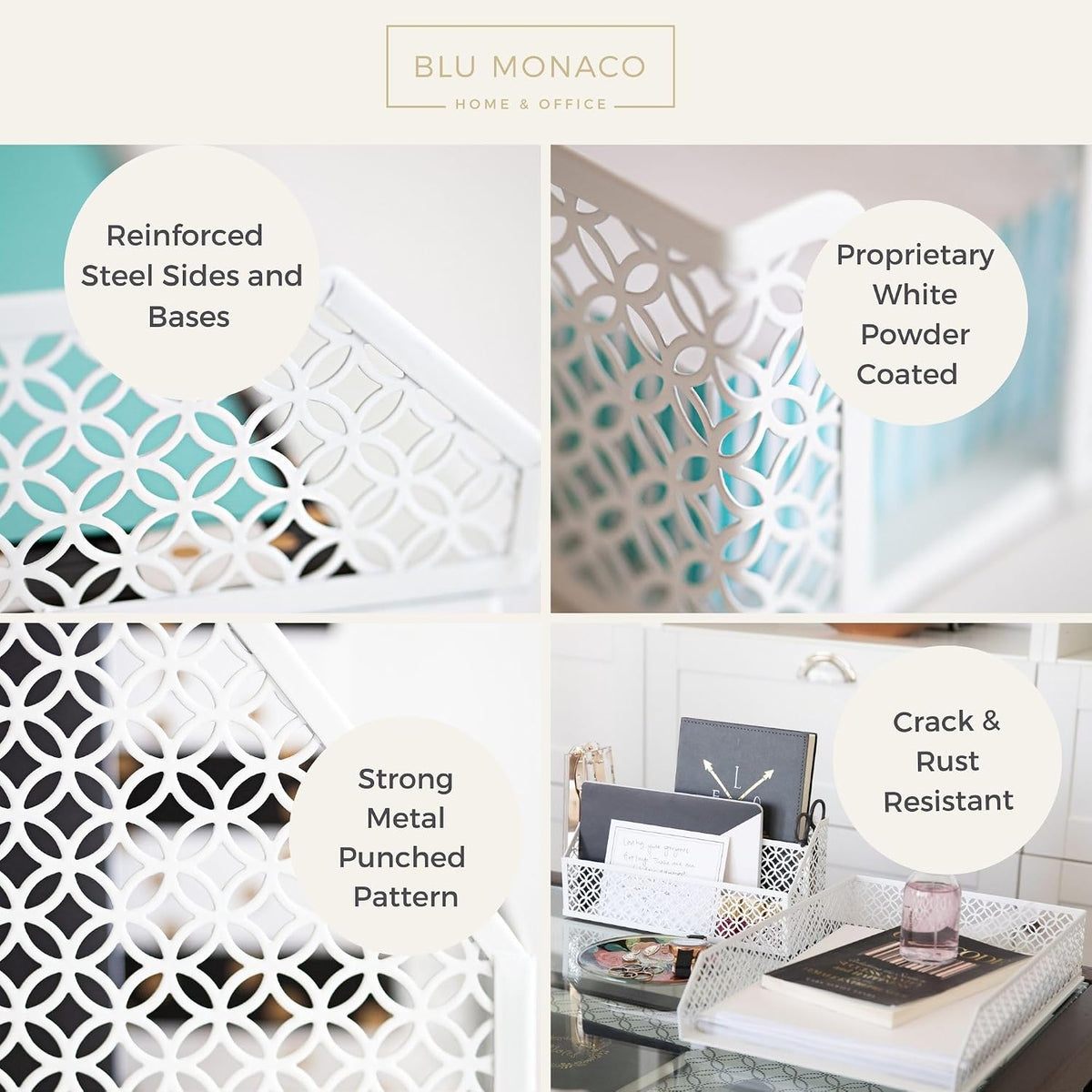 BLU MONACO | White Desk Organizer Set 6 Piece | Mail Sorter Organizer Counter...