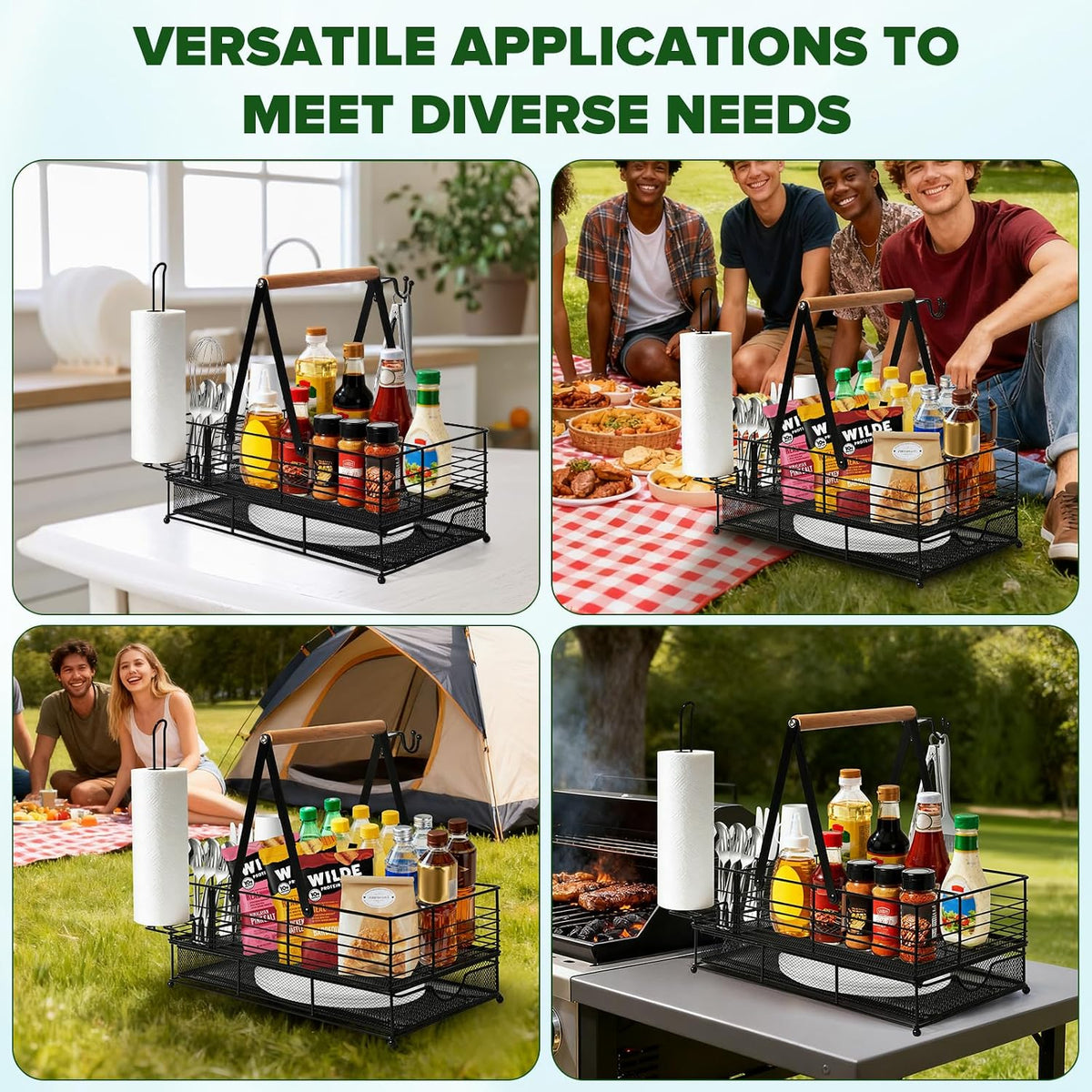 Grill Caddy, BBQ Caddy with Paper Towel Holder, Griddle Organizer, Plate and ...