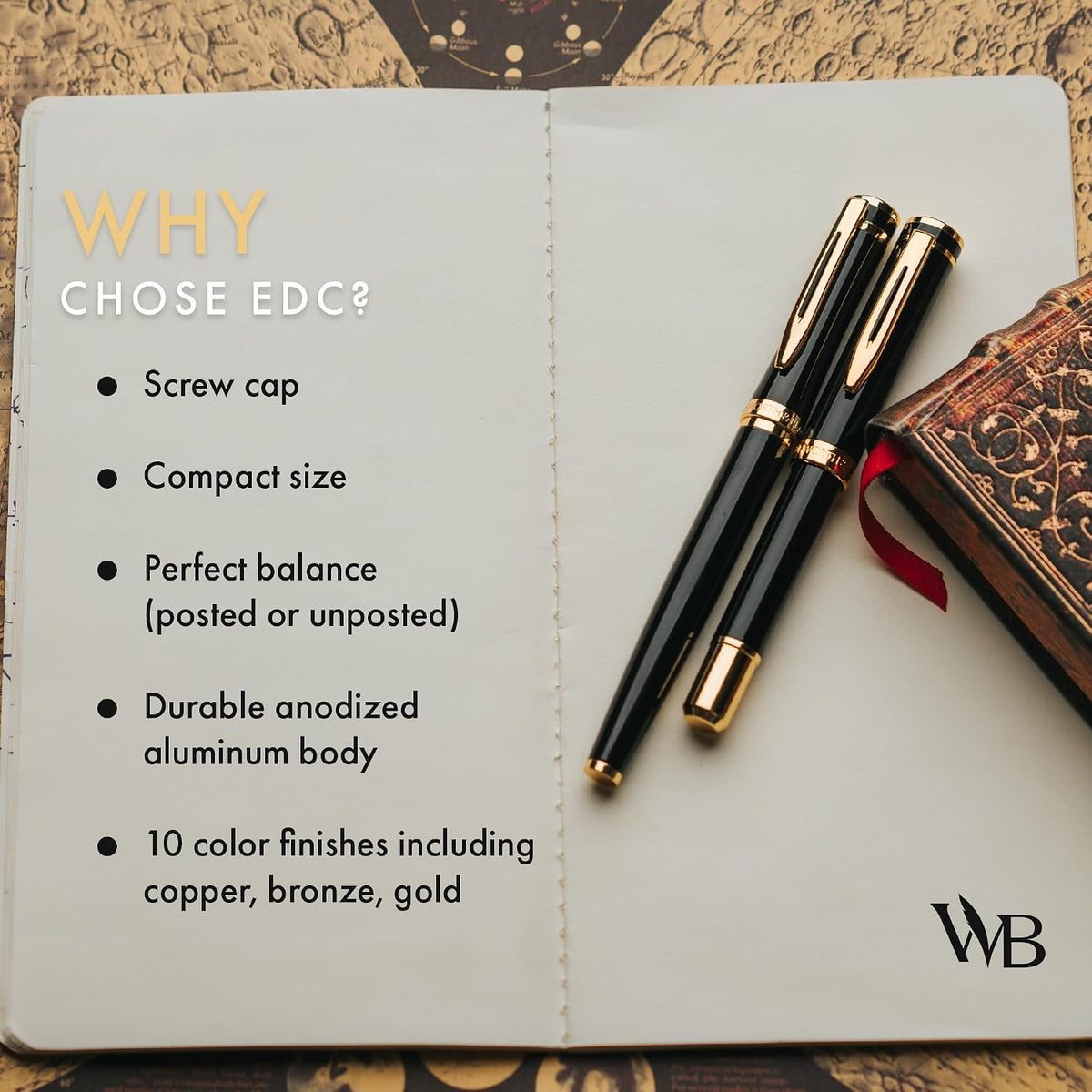 Wordsworth & Black Mini Pocket Fountain Pen for Writing, Medium Nib, Black