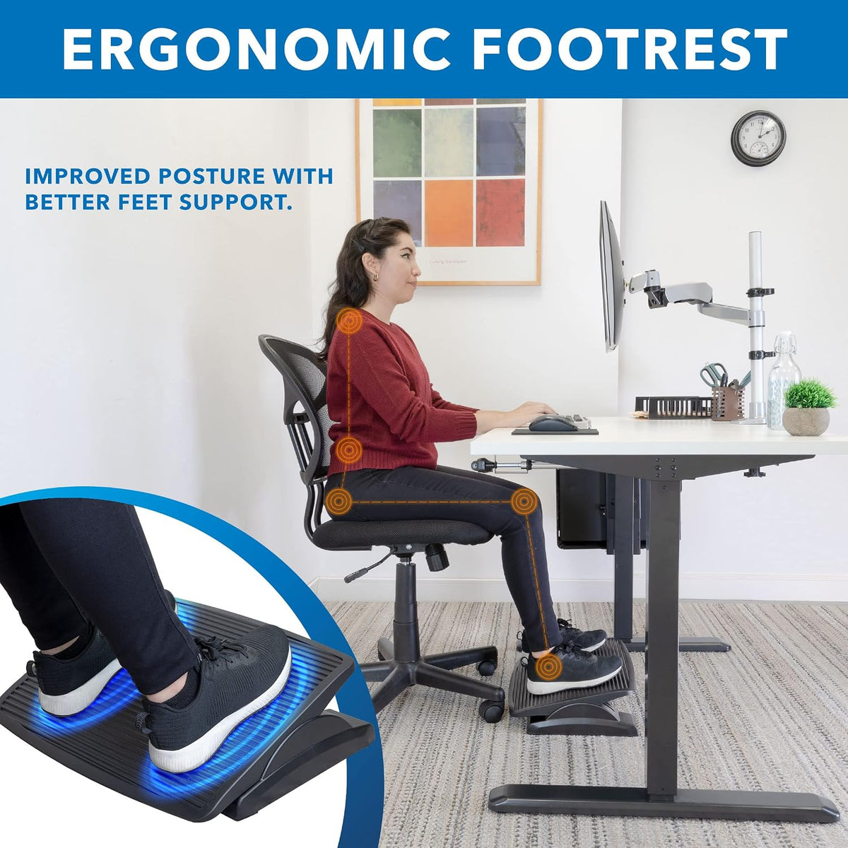 Mount-It! Foot Rest Under Desk, Large 17.5x13.5 in, 20° Tilt & Texture