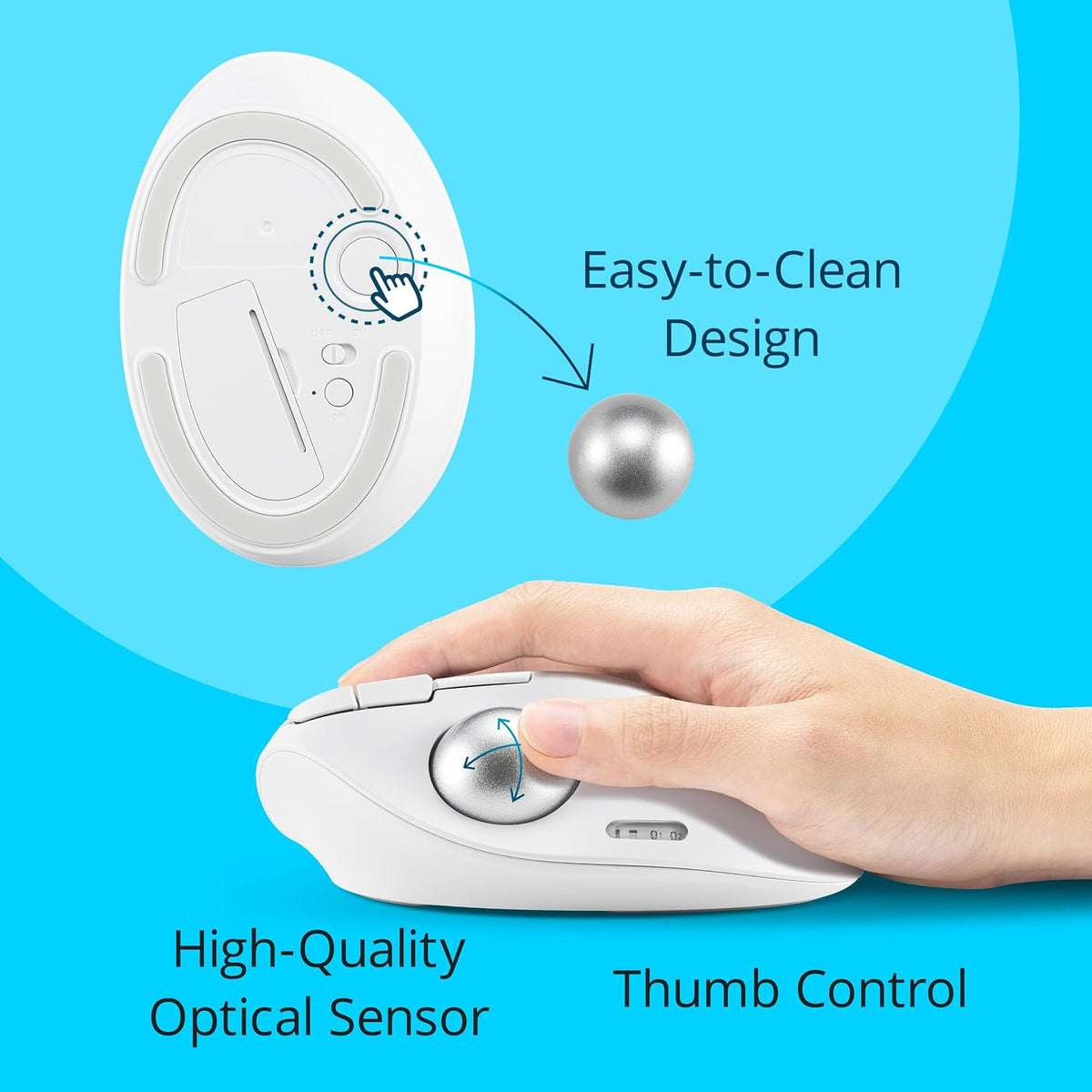Kensington TB450 Wireless Trackball Mouse, Bluetooth LE & 2.4GHz Connecti...