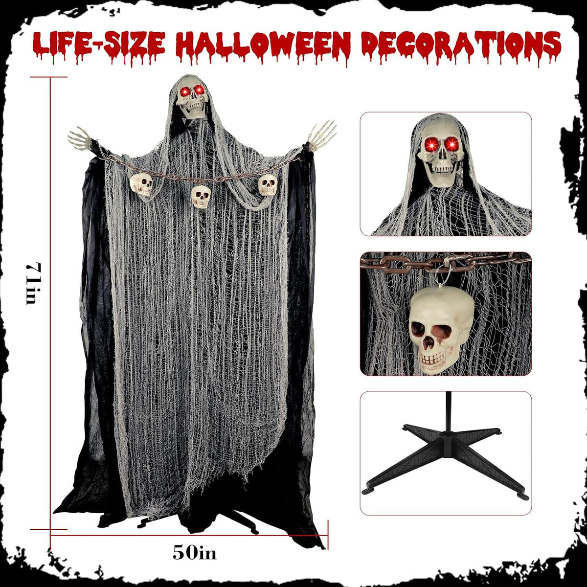 Animated Halloween Decorations Outdoor, 71'Animatronic Halloween Decoration