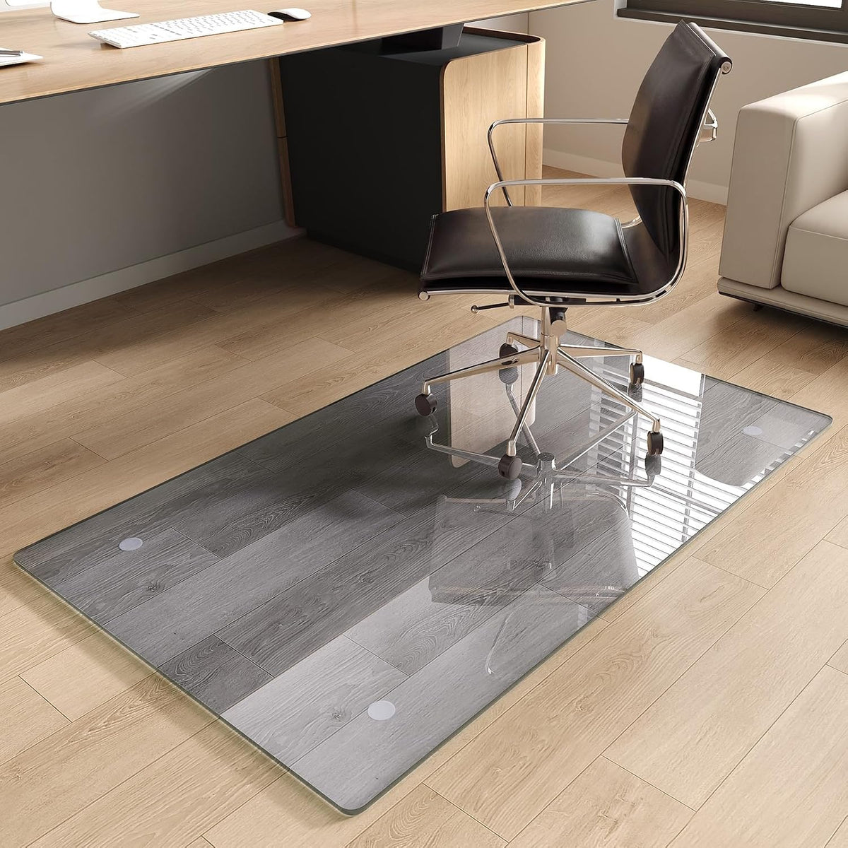 Tempered Glass Chair Mat for Carpet, 30"x48" Grey Floor Mat