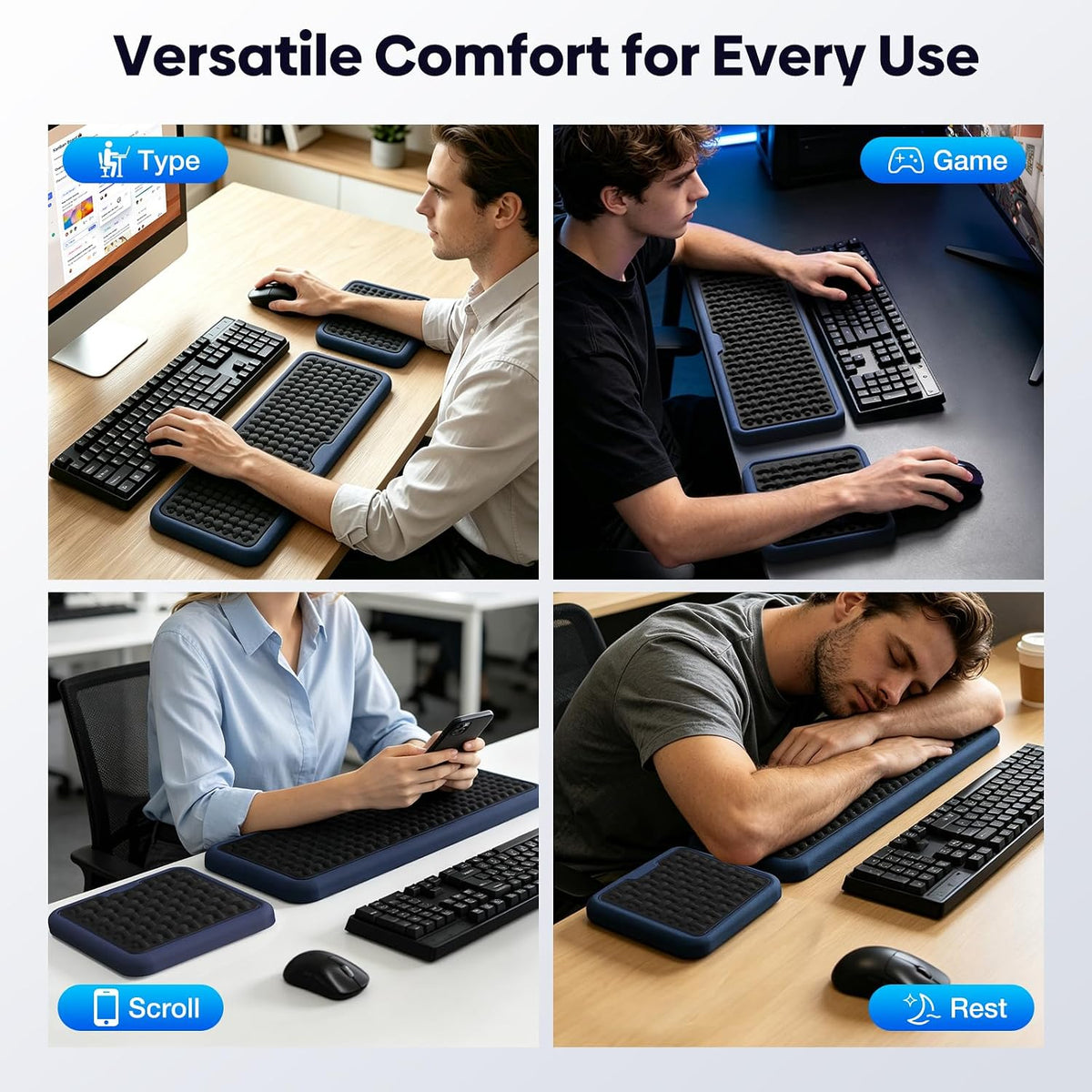 MEKASS Extra Large Wide Wrist Rest Set for Keyboard and Mouse, Ergonomic Memo...