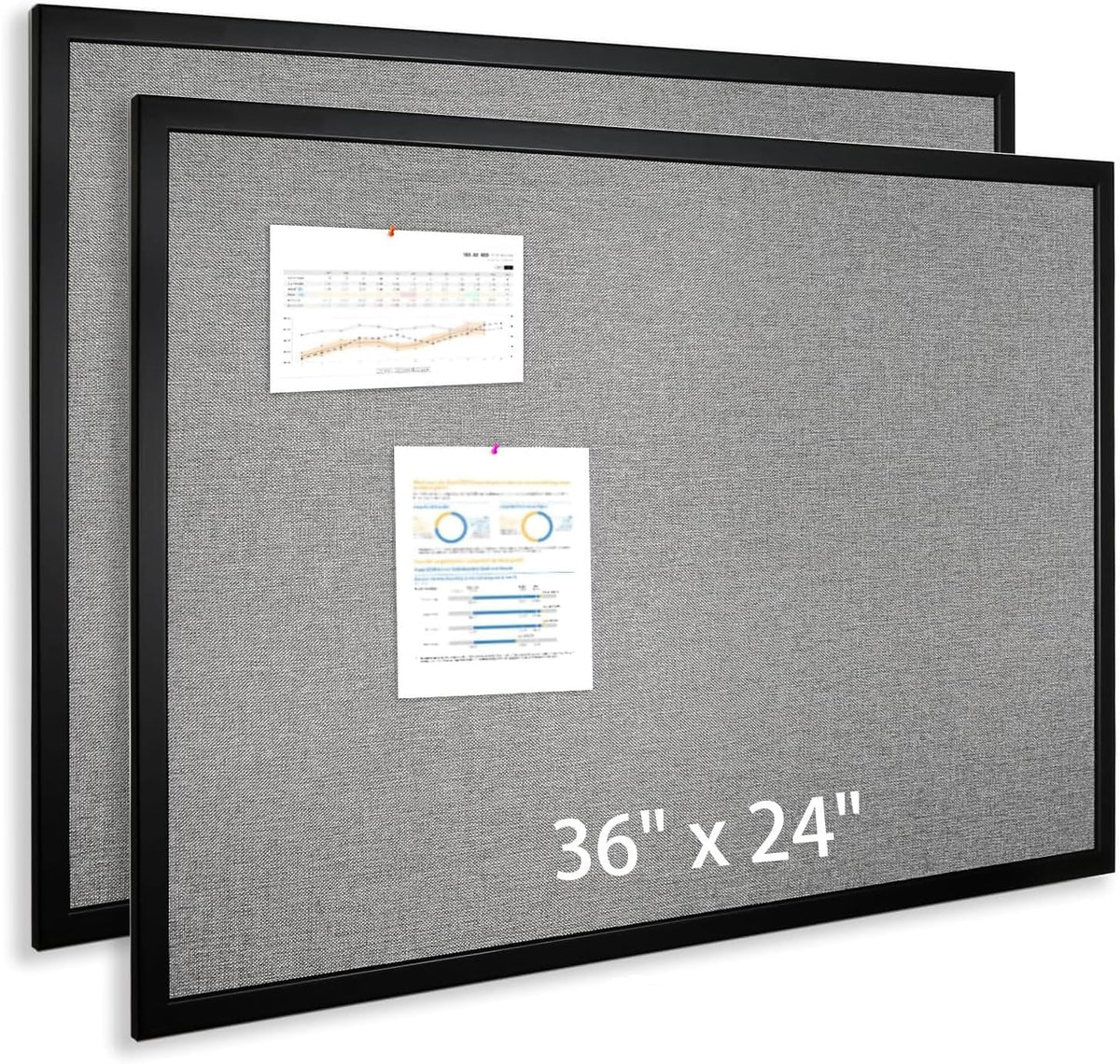 Bulletin Board 36x24 Inch Wood Framed Corkboard for Office(2 Pack)