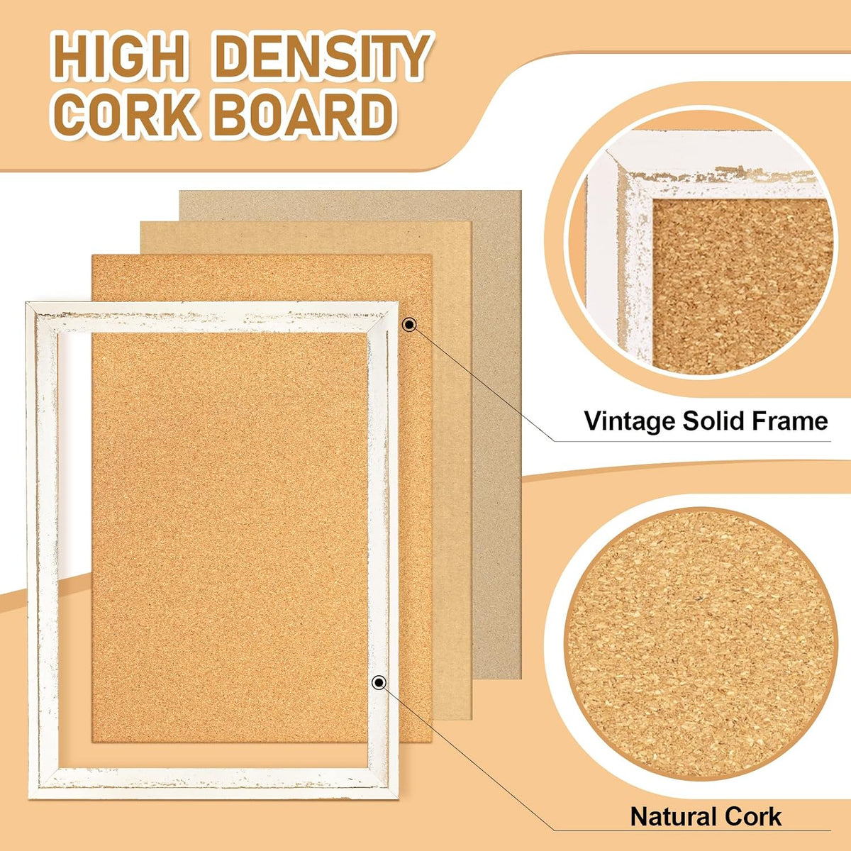 DOLLAR BOSS 36" x 24" Rustic White Cork Board
