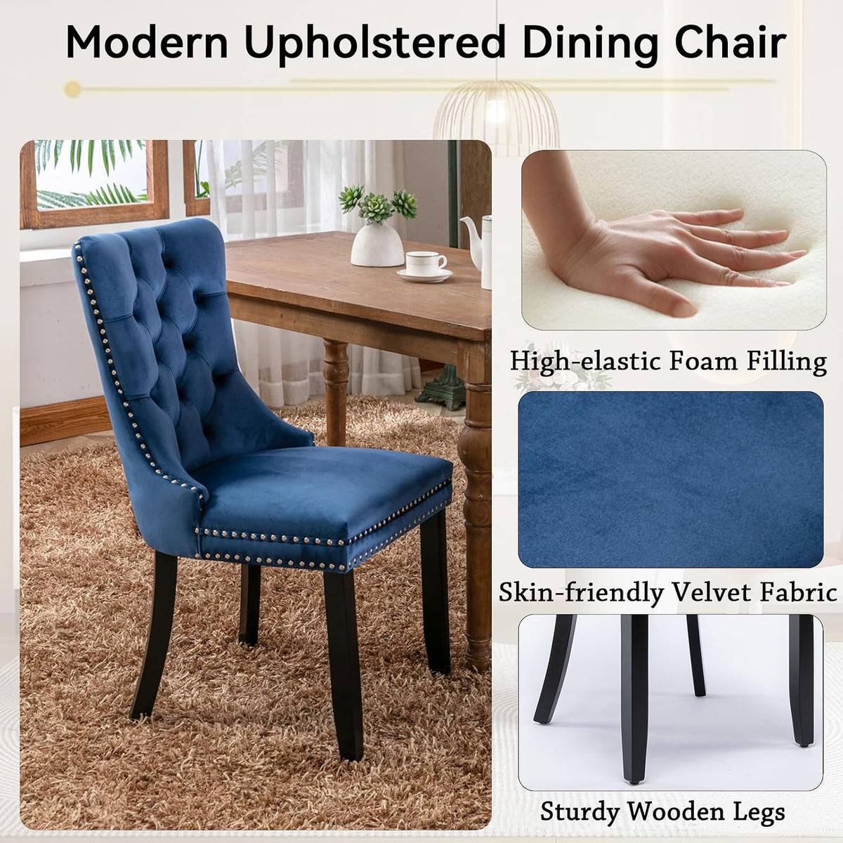 5-Piece Round Dining Table Set for 4, 43.3"-59" Extendable Round to...