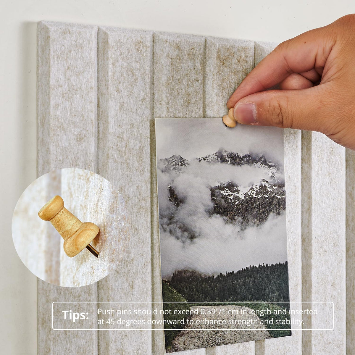Felt Bulletin Board 48"×36" Cork Board with 60 Adhesive Tab Oatmeal