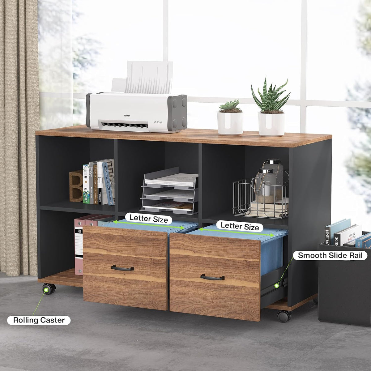 Tribesigns 63 inches Executive Desk and 47" lateral File Cabinet, L-Shap...