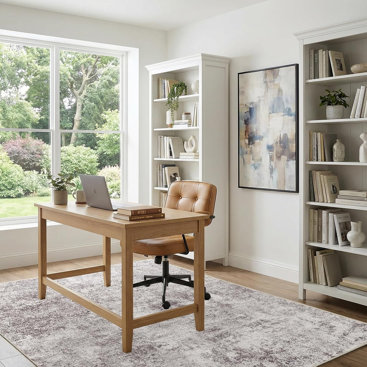 4x5 Washable Area Rug: Wide Abstract Neutral Entryway Carpet GrayCream