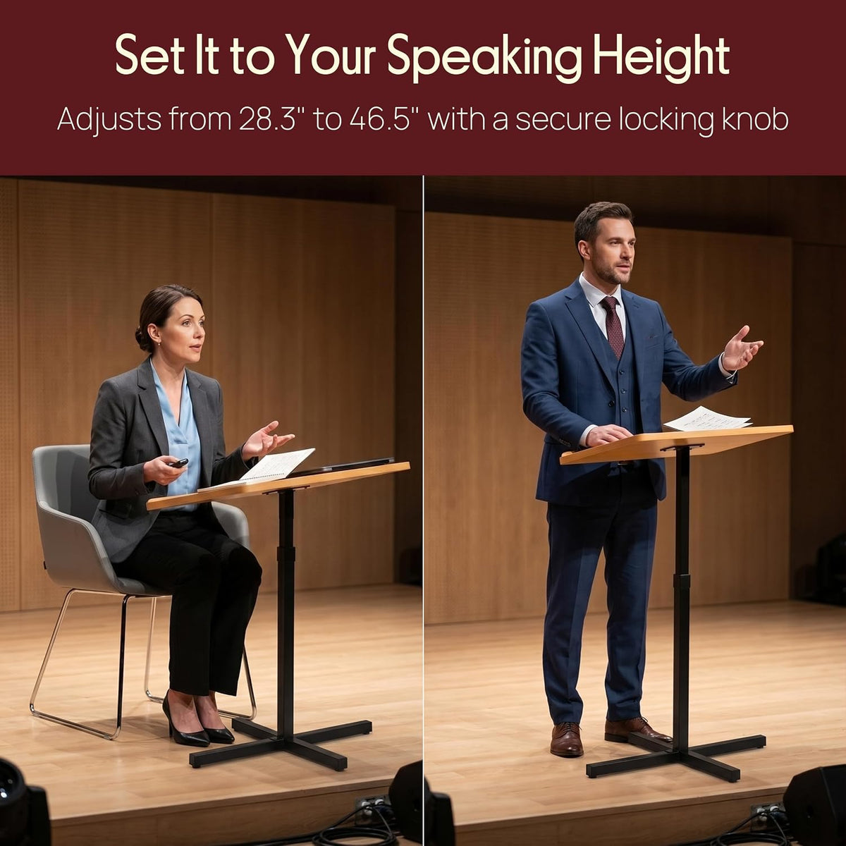 Pyle Portable Floor Lectern Podium Stand-Height Adjustable Steady Standing De...