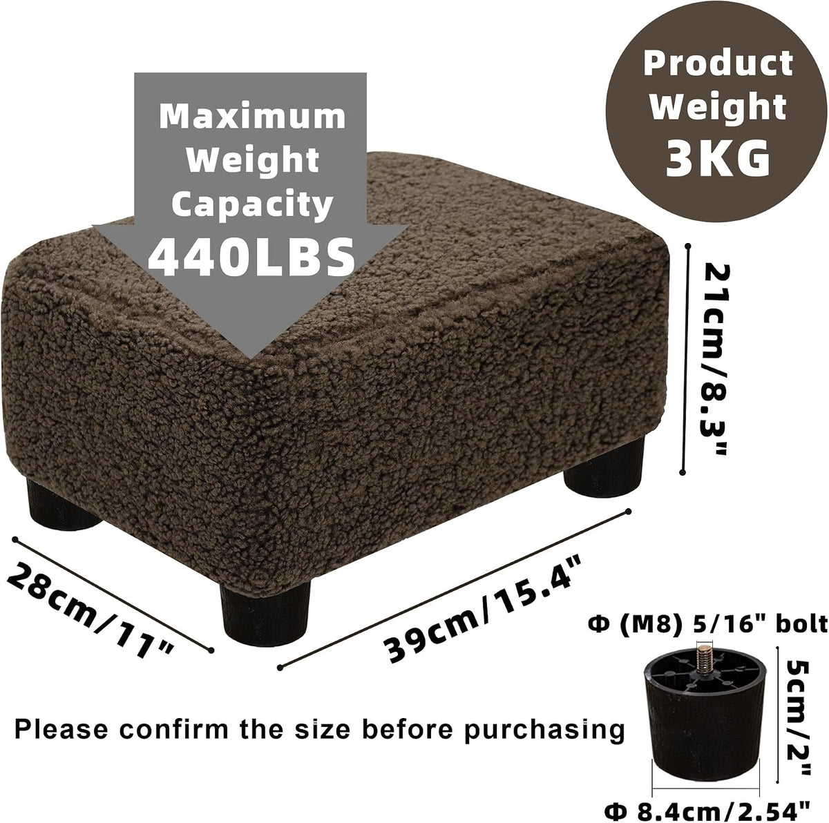 CAROLMADE Small Foot Stool Ottoman Footstool with Legs Under Desk Footrest fo...