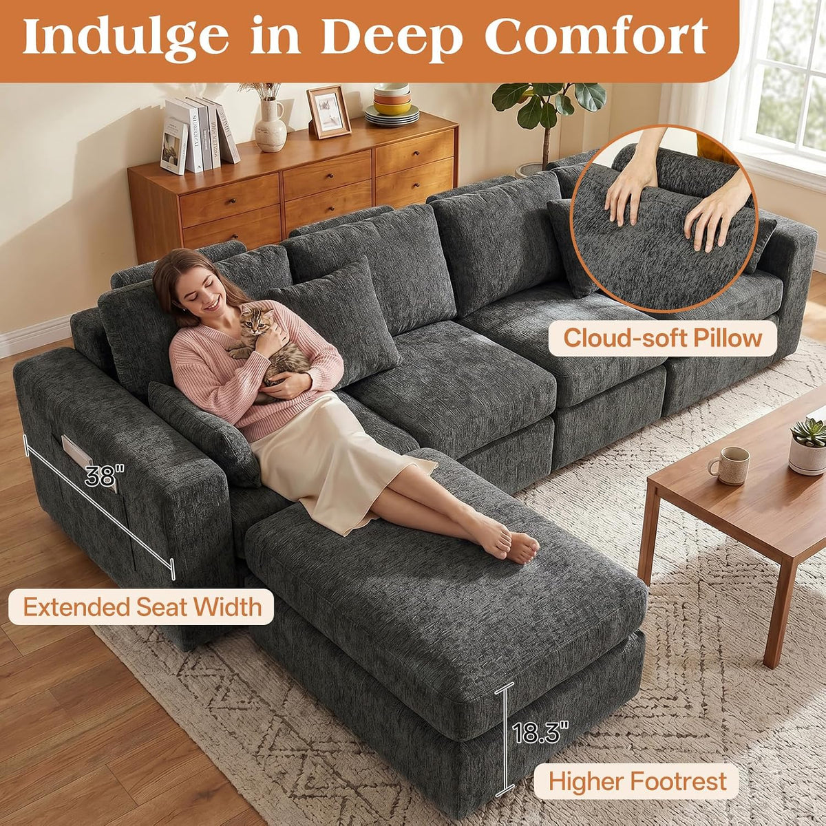 Ottoman Module for Cloud Modular Sectional Sofa