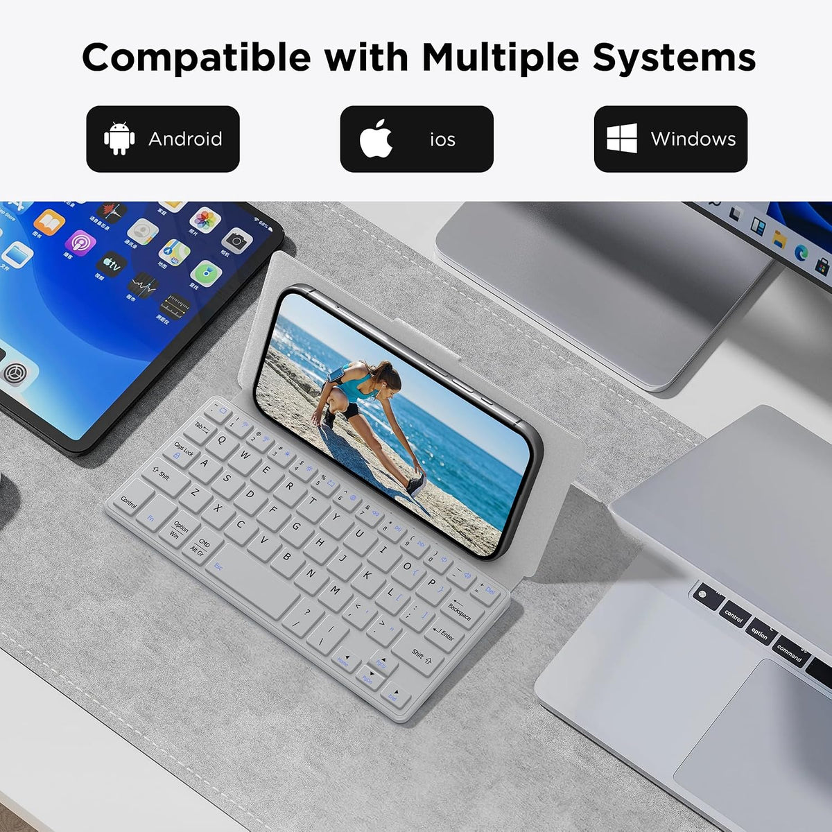 CACOE Wireless Keyboard with Stand, Mini Keyboard for Cell Phone, Ultra-Slim ...
