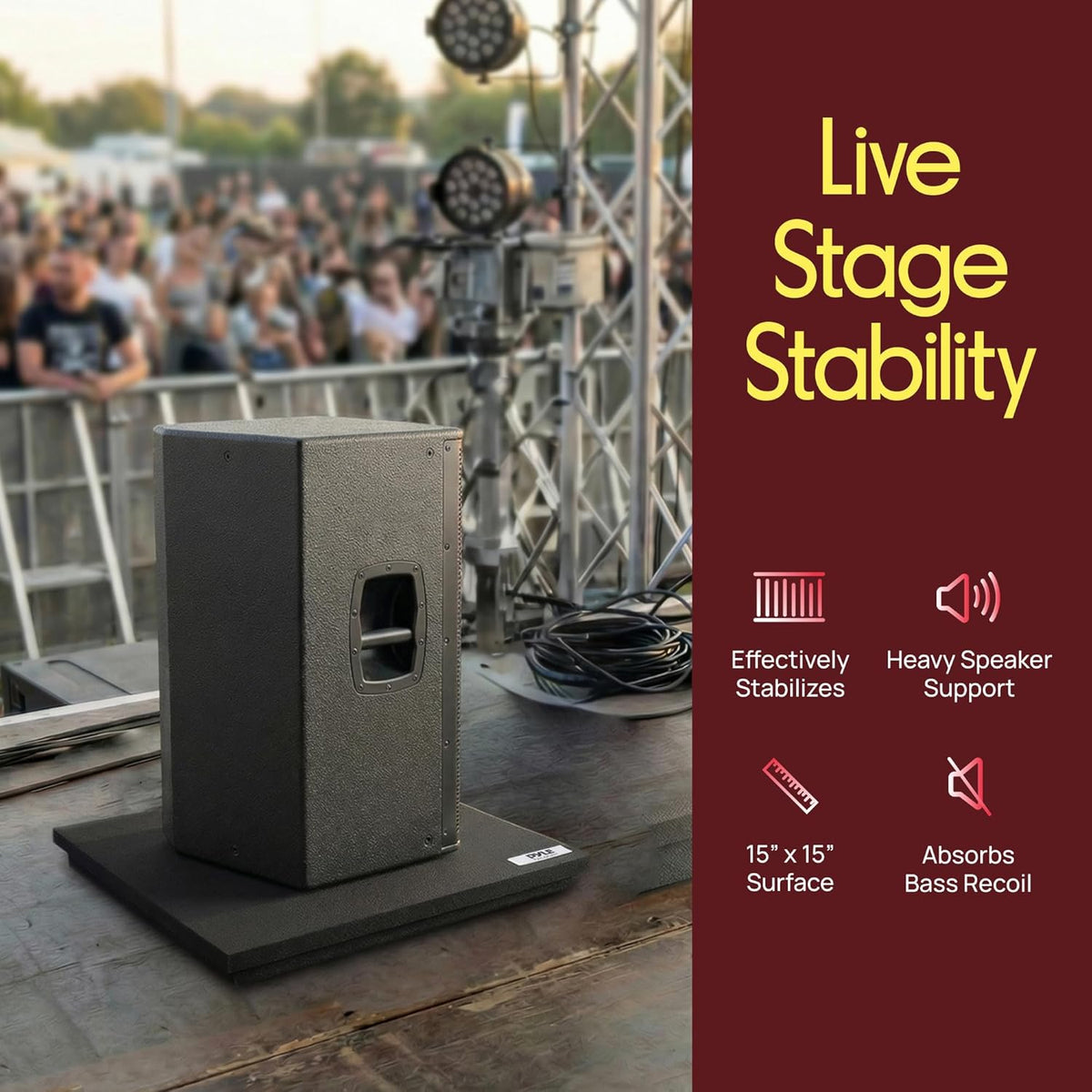 Pyle Sound Dampening Speaker Riser Foam - Audio Acoustic Noise Isolation Plat...