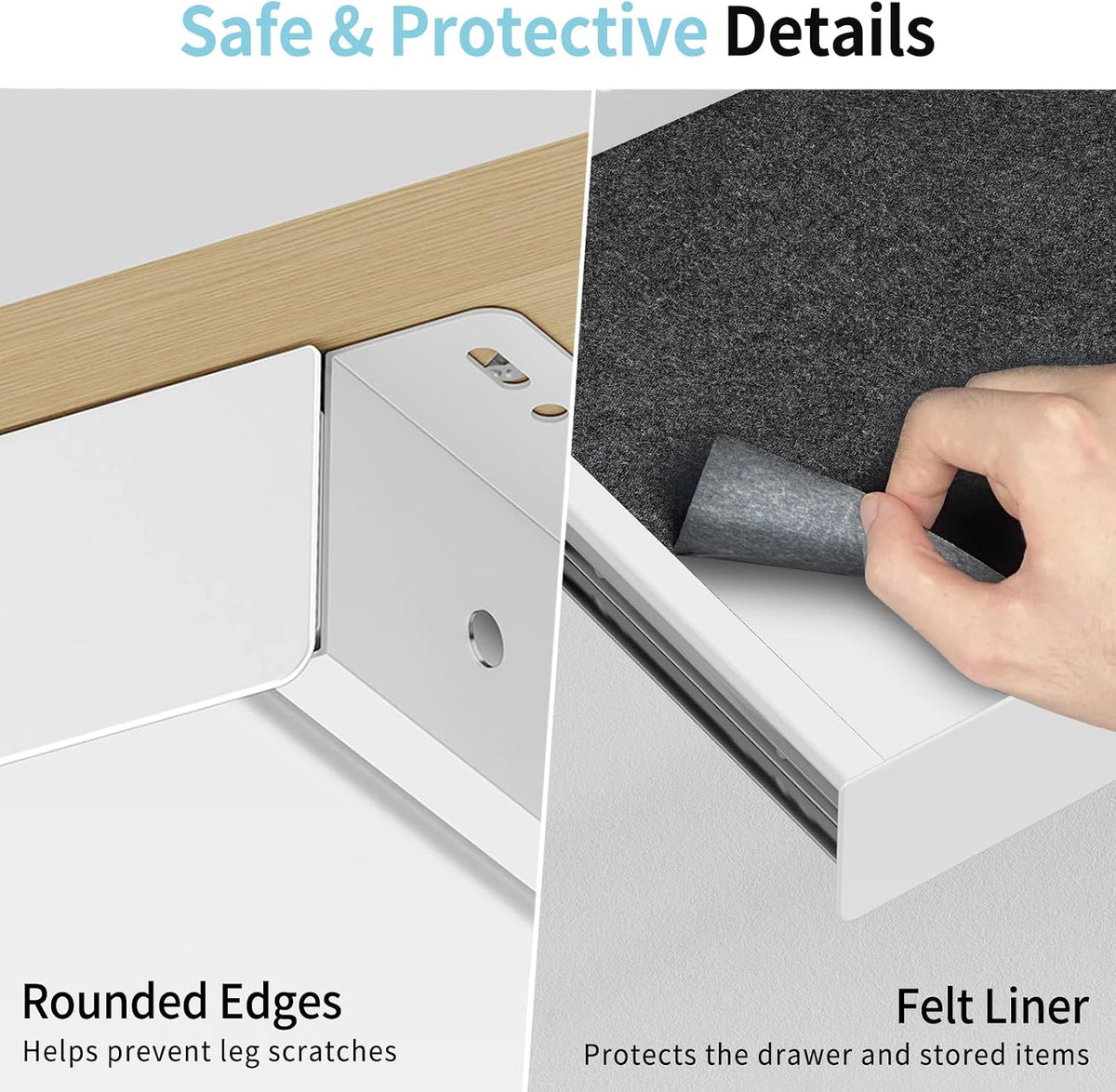 Under Desk Drawer,20.1 inch Carbon Steel Slide-Out Under Table Storage Organi...