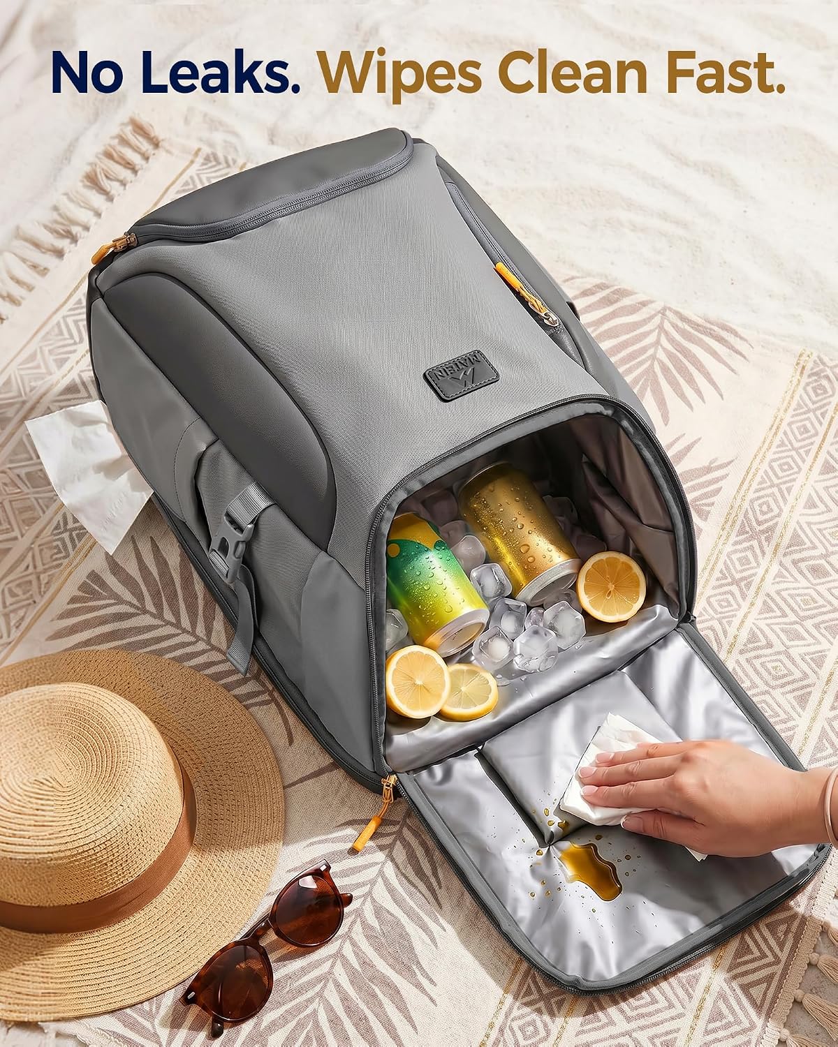 MATEIN HER Cooler Backpack for Women with Hook-and-Loop Top Lid for Beach