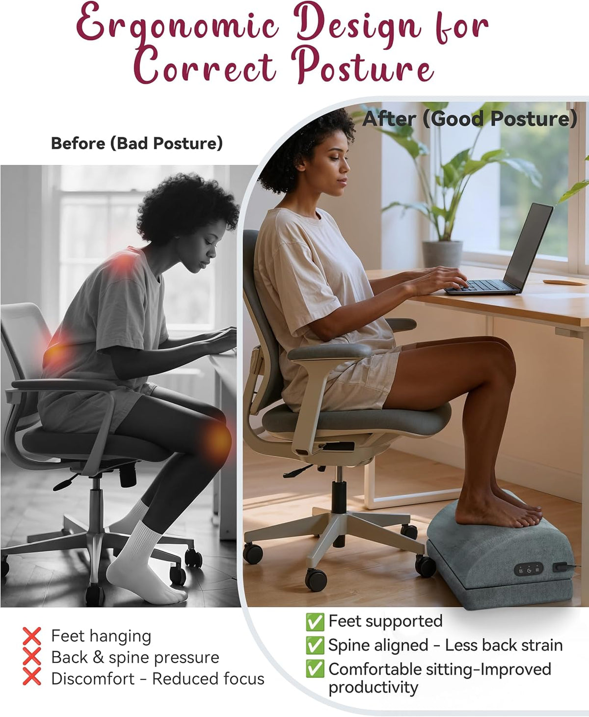 Heated Foot Rest for Under Desk at Work, Foot Stool,Gifts