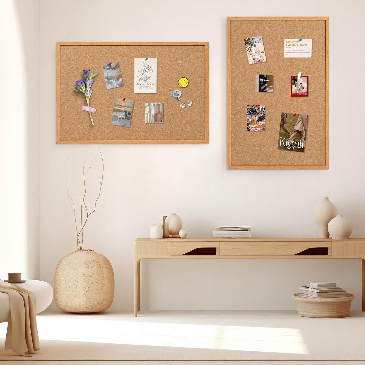 2 Pack Cork Bulletin Board 24 x 36, Wood Framed Corkboard for Wall
