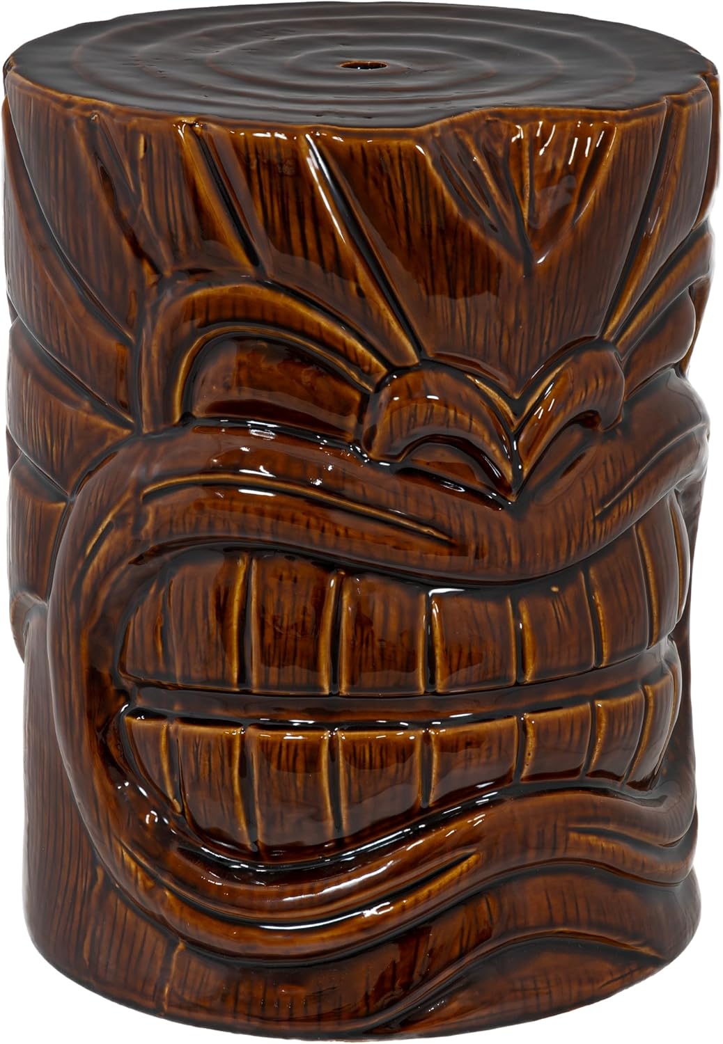 Sunnydaze Tropical Tiki Head Ceramic Garden Stool Side Table - 17.25-Inch H