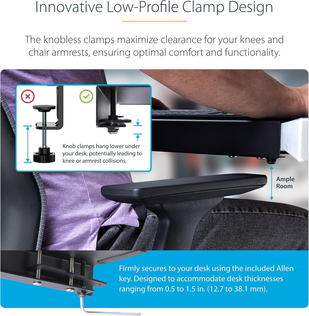 StarTech.com Clamp-On Steel Desk Corner Sleeve for L-Shaped/Corner Desk, for ...
