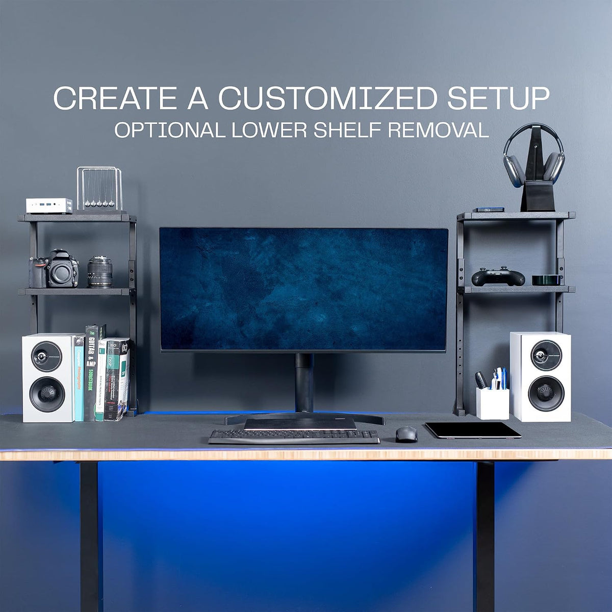 VIVO Black Clamp-on 13 in 3-Tier Desk Shelf, STAND-SHELF3C
