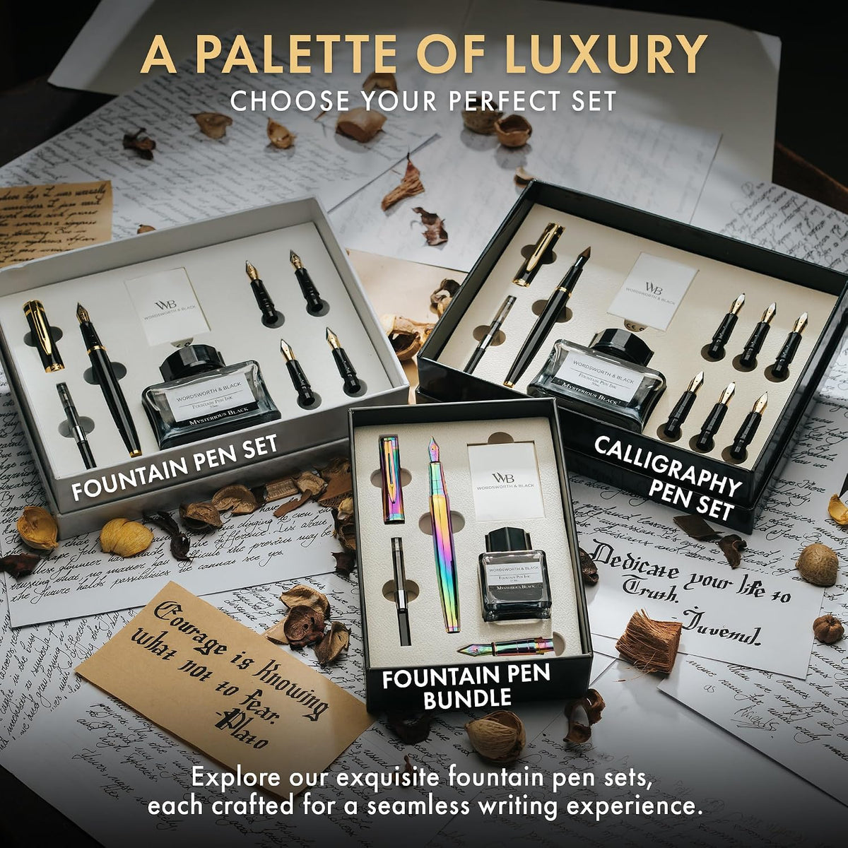 Wordsworth & Black Fountain Pen Gift Set, Medium & Extra Fine Nib, Ra...