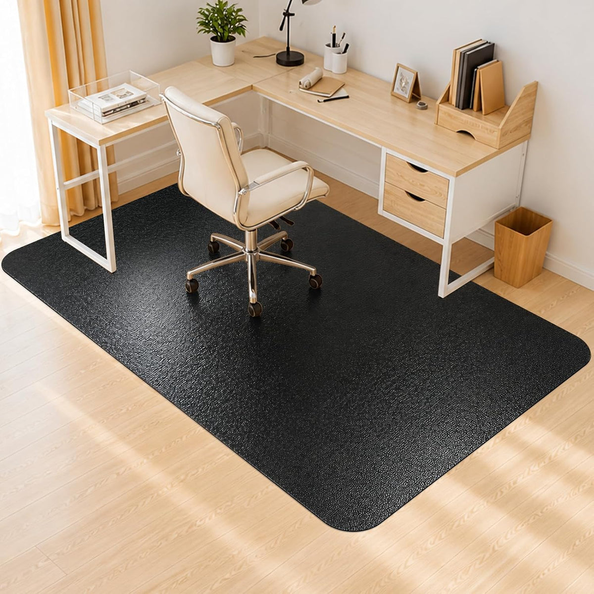 Kuyal Chair mat for Hardwood Floor 46 x 72 inches Rectangle Floor Mats Wood/T...