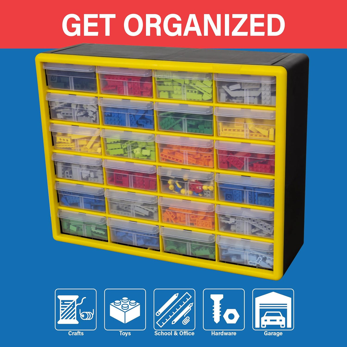 Akro-Mils 24 Cabinet 10724, Plastic Parts Storage Hardware and Craft Cabinet,...